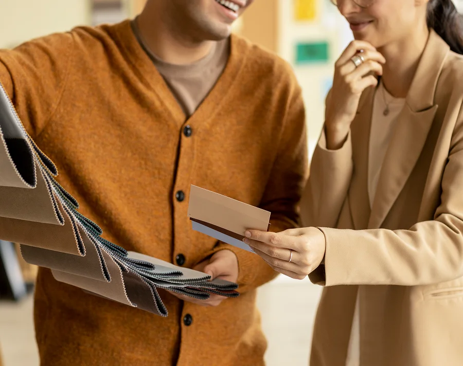 Person with paint samples